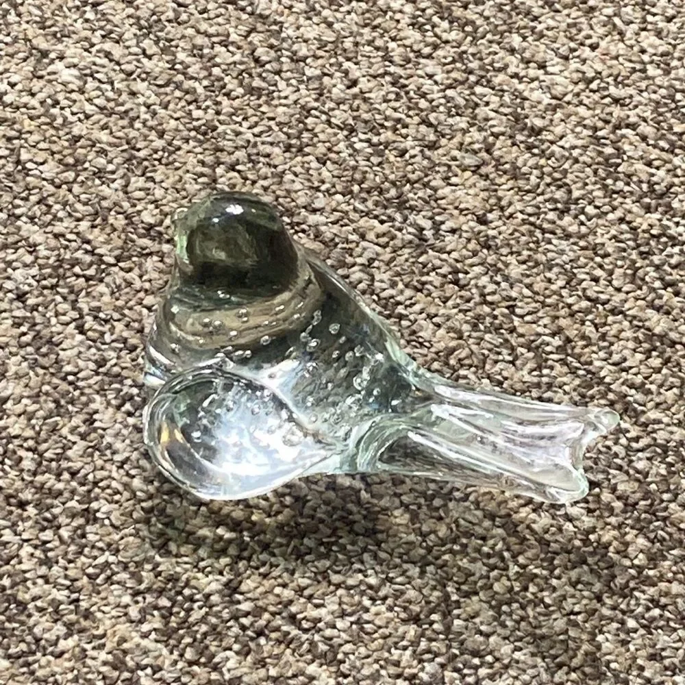 Vintage Clear Art Glass Bird Figure Figurine